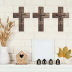 Jetec 3 Pieces Easter Faith Love Hope Cross Sign Crosses Wall Decor Wood Wall Hanging Rustic Cross Vintage Religious Love Art Decor Farmhouse Home Hanging Decorations, 12 x 8 Inch(Brown)