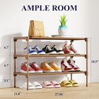 Kitsure Shoe Rack - Non-Woven Shoe Rack Shelf, Shoe Organizer for Closet, Entryway, Garage & Corridor, Stackable Shoe Shelves, 27.5" Wide - 3 Tier, Brown