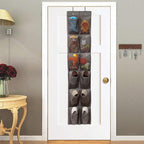 12 Large Pockets Over The Door Hanging Shoe Organizer, LIGHT BROWN COLOR