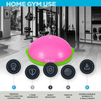 Bosu Balance Ball Exercise Trainer, Home Gym Equipment w/ Guided Workouts & Pump, 26", Blue - Inflatable Fitness Platform for Strength Training, Standing, Balancing, and Core Workout