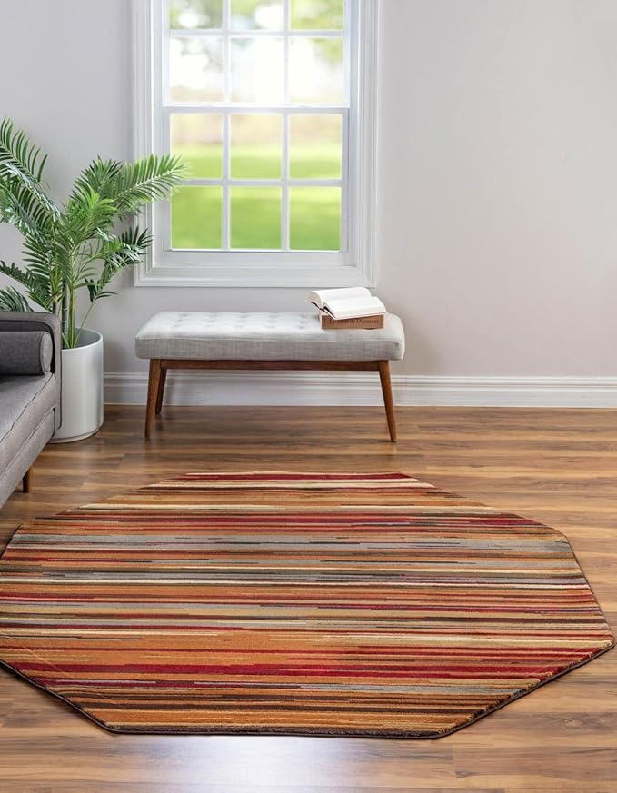 Unique Loom Barista Collection Area Rug - Icatu (6' 1" Octagon, Beige/Brown)