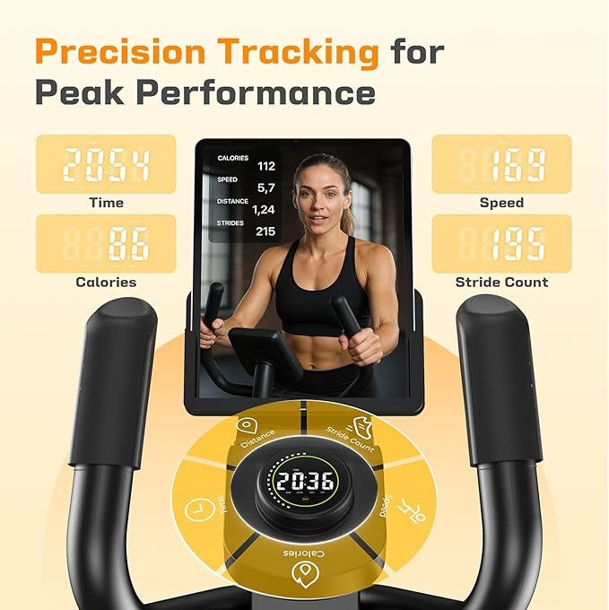 OWLSKY Elliptical Exercise Machine, Elliptical Machine for Home with Hyper-Quiet Magnetic Driving System, 16 Resistance Levels,300LBS
