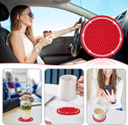 COCASES Car Coasters, 4 Pack Vehicle Bling Car Coaster, Universal Rhinestone Coaster for Cup Holders, Car Interior Accessories Silicone Car Coasters for Women(2.75'' Red, White Crystal Circle)
