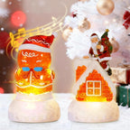 2 Pack Christmas Snow Globes Gingerbread Man and Santa with 8 Songs Music and 6H Timer USB & Battery Powered Snow Water Globe Swirling Glitter for Holiday Decorations Gifts (Gingerbread Man and Santa)