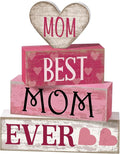 Yuntau 4 Pcs Mothers Day Table Decorations Mothers Day Tiered Tray Decor Mom Wooden Sign Mothers Day Centerpiece Decorative Faux Book Stack Block for Coffee Table Fireplace Mantel Floating Shelf