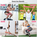 Resistance Bands for Working Out, 5-Pack Elastic Exercise Bands for Strength Training, Stretching, Workout; Home Gym Equipment for Women Men, Pilates Yoga Physical Therapy, Leg Glute Arm Exercise Kit