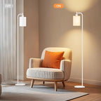 SIBRILLE Floor Lamp with Linen Shade, Dimmable Tall Standing Lamp with Remote Control & 3 Color Temperatures, Modern Floor Lamps for Living Room Bedroom Office Corner, 9W LED Bulb Included