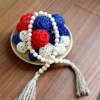 Qingbei Rina 4th of July Wicker Rattan Balls,Independence Day Decorative Balls for Bowls,Vase Filler for Centerpieces,Red White Blue Bowl Fillers for Home Decor,Memorial Day 20 PCS