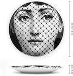 Lina Cavalieri Plate, Wall Decorative Plate, Mysterious Face Plate Wall Hanging Decoration,Including Bracket And Special Spring HooK, (Style-9, 8inch)