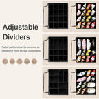Shoe Organizer for Closet 2 Pack, Foldable Shoe Box with Adjustable Dividers and Clear Cover, Space Saving Shoe Storage Organizer Cabinet with Reinforced Handles, Fits 32 Pairs, Black TP12B