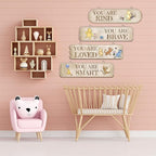 Hatzelou 4PCS Classic Winnie Baby Room Decor, Pooh Nursery Decor, the Pooh Wall Decor Sign Gifts, You Are Kind Brave Inspirational Quotes, Adorable Winnie Sign for Home Bedroom Nursery