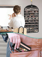 MATEIN Hanging Jewelry Organizer with Removable Zipper Jewelry Pouches, Tangle-Free Necklace Hanger for Closet with Metal Hook, Over the Door Earring Storage Bracelet Ring Holder