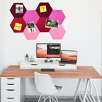 8Pcs Hexagon Felt Cork Board Tiles, Self Adhesive DIY Bulletin Board Pin Board for Office School Home Wall Decor Stickers Memos Photos Display (Gradual Red)