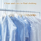 30 Pcs Clear Garment Cover 47 Inch Plastic Garment Bags for Hanging Clothes Dry Cleaning Bags Transparent Dust-proof Storage Covers for Skirt Coat Suit Shirt Jacket