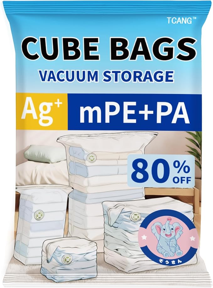 1 PACK Cube Vacuum Storage Bags,Large Cube (19.6 * 27.5 * 11.8 Inch), Extra Large Vacuum Seal Bags for Clothing, Comforters, Blankets, Bedding, Closet Organization Space Saving