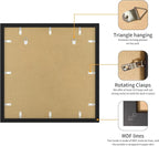 16x16 Picture Frame 3 Pack - Black Poster Frame Display Pictures 12x12 with Mat or 16 x 16 Without Mat for Wall Hanging Horizontal and Vertical