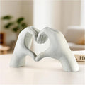 White Heart Hands Sculpture - 9.4" W Modern Home Decor Sculpture for Shelves, Desk & Living Room, Minimalist Shelf Decorations, Heart Hands Decor