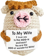 Positive Crochet Cow, Cute Positive Crochet Animal Decoration, Emotional Support Gift for Wife Women Men Coworker Friends Family