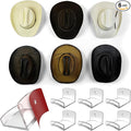Modern JP Adhesive Hat Hooks for Wall (6-Pack) - Cowboy Hat Rack, Wide Brim Hat Organizer, Strong Hold Hat Hangers for Wall - Clear