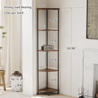 SUNMORY 5 Tier Corner Shelf Stand,Industrial 65" Corner Shelves Display Shelf for Living Room Decor,Wall Corner Bookshelf Multi Unit Organizer,Tall Shelf Plant Stand for Bedroom,Bathroom,Small Space
