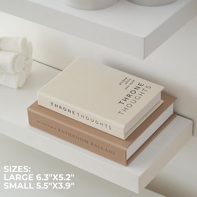 KIBAGA Beautiful Bathroom Decor Books – Set of 2 Modern Books for Your Bath Shelf - Funny Restroom Decor and Accessories to Add Charm and Humor to Your Space