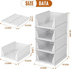 Neprock Stackable Plastic Storage Drawers for Closet Organizers and Storage,4 Pack Open Storage Bins Closet Shelf Clothes Organizer for Closet Wardrobe(4L)