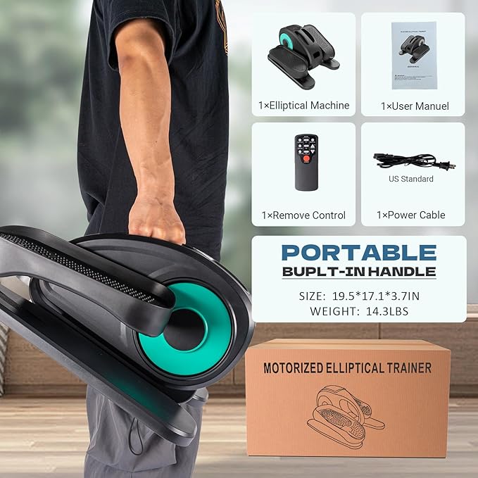 Under Desk Elliptical Machine, Portable Elliptical Ellipse Leg Exerciser for Seniors Quiet Electric Foot Pedal Exerciser for Home with Remote Control