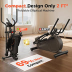 YOSUDA Compact Elliptical Machine Only 2 sq ft, 15IN Stride Foldable Elliptical for Home, Folding Elliptical Exercise Machine, Elliptical Cross Trainer with 16 Magnetic Resistance Levels