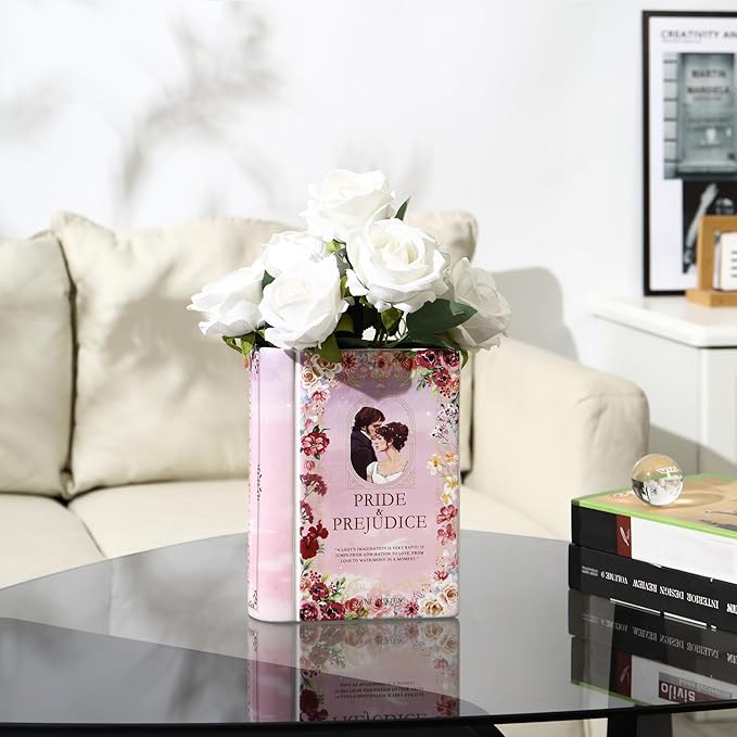 Ceramic Book Vase, Book Vase for Flowers, Book Flower Vases, Ceramic Book Shaped Vase, Unique Ceramic Vases for Home, Office, Bedroom, Living Room, Dining Table