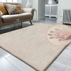 Beige Plush Faux Washable Rabbit Fur Area Rugs for Bedroom Shag Carpet for Living Room 4x6 Rectangle Nursery Rug