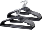 30 Pack Non-Slip Clothes Hangers with Tie Rack, Thin Space-Saving Coat Hangers – Heavy Duty Plastic Clothes Hangers for Suit, Shirts, Pants, Dorms & Home Organization, Black and Dark Gray