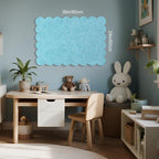 Lightomorrow Scalloped Bulletin Board, 36 x 24 Inches Felt Pin Board - Decorative Cork Alternative for Wall, Foldable Picture Self-Adhesive Vision Prayer Board with 20 Pushpins - Turqoise Blue