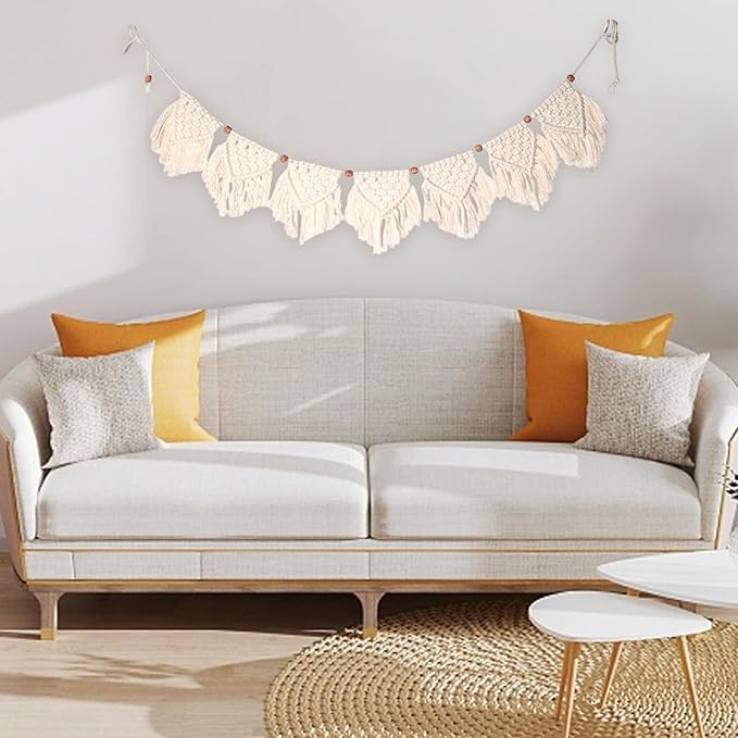 Gcroet Tassel Garland 100cm/39.37inch Woven Hanging Vintage Color Decorative Macrame Wall Decor for Living Room Bedroom ...