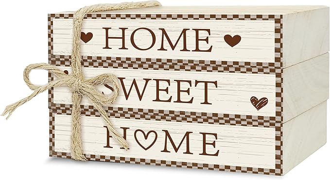 Mini Decorative Books For Home Decor, Small Wood Book Stack For Table Decor, Home Sweet Home decoration Books For Living Room Bookshelf, Farmhouse Stacked Books decoration（L53)