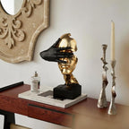 12" Thinker Statue, Silence is Gold Abstract Art Figurine, Modern Creative Home Resin Sculptures Decorative Objects, See No Evil Home Decor for Office Bookshelf Desktop