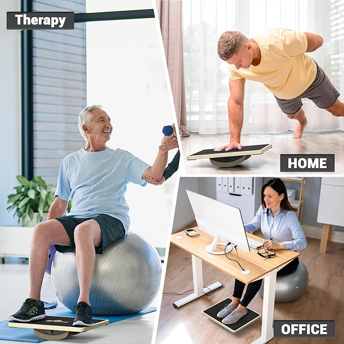 Sportneer 2-in-1 Balance Board – Adjustable Wobble & Slant Board for Core Strength, Stretching, Rehab, Standing Desk, Home Gym Workout