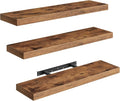 RALGEND Floating Shelves for Wall, 1.5" Thick Wall Shelf Set of 3 with Invisible Brackets, 23.6L x 7.9W Hanging Shelves Farmhouse Home Decor for Bathroom, Living Room, Bedroom, Rustic Brown 6301BJP3BF