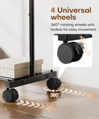 Homde Rolling Clothes Rack with Hooks: Standing Garment Storage for Indoor - Hanging Rod for Bedroom Laundry Room - Coat Dress Organizer on Wheels with luggage shelf (Black, 32")