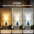 Small Bedside Table Lamp for Bedroom-Reading Desk Lamp Set of 2,with 3 Color Temperatures,15.5" Nightstand Ceramic Lamp with Fabric Shade for Kids Room,Living Room,Dorm,Home Office(Blue+White)