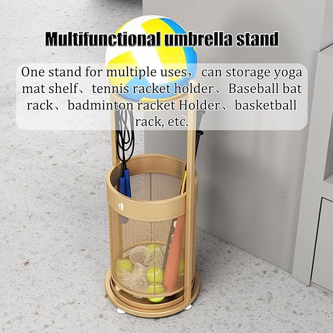 Commercial Metal Umbrella Stand Holder Indoor Large-Capacity Umbrella Stand Racks with Removable Drip Tray Entrance Umbrellas Organizer Freestanding Umbrella Basket for Home Office Entryway.(Gold)