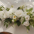 Wedding Arch Flowers, 25.6 Inch Artificial Rose Flower Swag, Decorative Rose Floral Swag for Lintel, Green Leaves Flower Garland for Home Garden Wedding Door Decor (White)