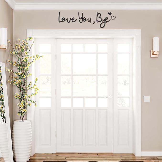 Dripykiaa Love You Bye Wood Sign Home Decor Boho Decor Wall Decor Express Love and Warm for Your Family Lovers Wall Art Gift Hallway Entryway Door Valentine Decorations for Home