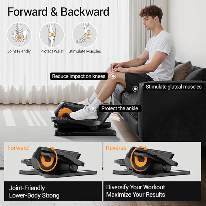 Under Desk Elliptical Machine, Electric Seated Pedal Exerciser, Mini Elliptical Leg Exerciser with Remoter, 12 Level Speeds, Forward & Reverse Direction, Manual & Auto Mode for Home Office