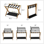 Luggage Rack, Folding Luggage Rack for Guest Room, Walnut Bamboo Suitcase Stand Holds up to 131 lb, Luggage Stand with Storage Shelf for Hotel, Bedroom (1 Pack)