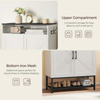 Shoe Storage Cabinet, Farmhouse Shoe Cabinet for Entryway, 6-Tier Shoe Organizer with Doors and Shelves, Narrow Hidden Freestanding Shoe Rack Cabinet for Entrance, White and Black SHHW9501