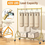 EAGMAK Heavy Duty Clothes Rack Load 420 LBS, Rolling Garment Rack with Lockable Wheels, Standing Metal Clothing Rack, Portable Wardrobe Sturdy Coat Rack for Hanging Clothes (Gold, 47.2″×18.9″×63″)