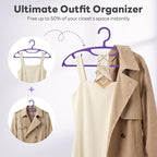 HOUSE DAY Plastic Clothes Hangers 36 Pack, Sweater Hangers No Shoulder Bump, Thick Heavy Duty Coat Hanger for Closet, Purple Wide Hanger with Non-Slip Hook for Sweaters, Suits, Dresses, Jackets, Pants
