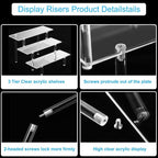 HENABLE Acrylic Display Risers, Acrylic Perfume Stand Organizer, Clear Shelf Risers for Display Stands for Food, Tabletop Use, Amiibo Funko POP Figure, 3 Tier Clear Cupcake Stand Risers