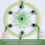 Pretty Jolly Small Evil Eye Dream Catchers Wall Decor Wood Beads Handmade Green Feathers Mini Dreamcatchers Home Decoration Ornament for Car Bedroom Birthday Party