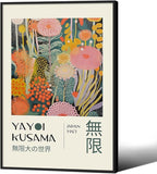 Abstract Yayoi Kusama Posters Japanese Wall Art Vintage Tokyo Aesthetic Prints Yayoi Kusama Inspired Japanese Gallery Wall Art for Stylish Room Bedroom Living Room Decor 20x30in Black Framed
